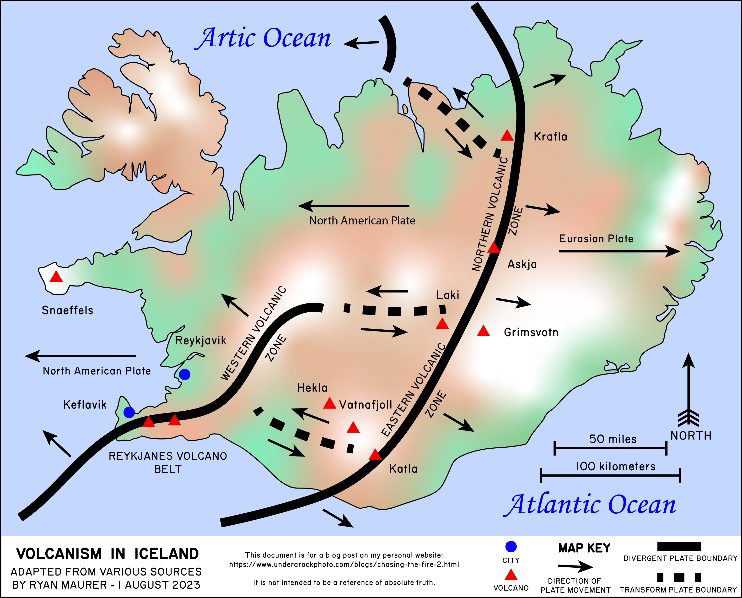Map of Volcanism in Iceland.